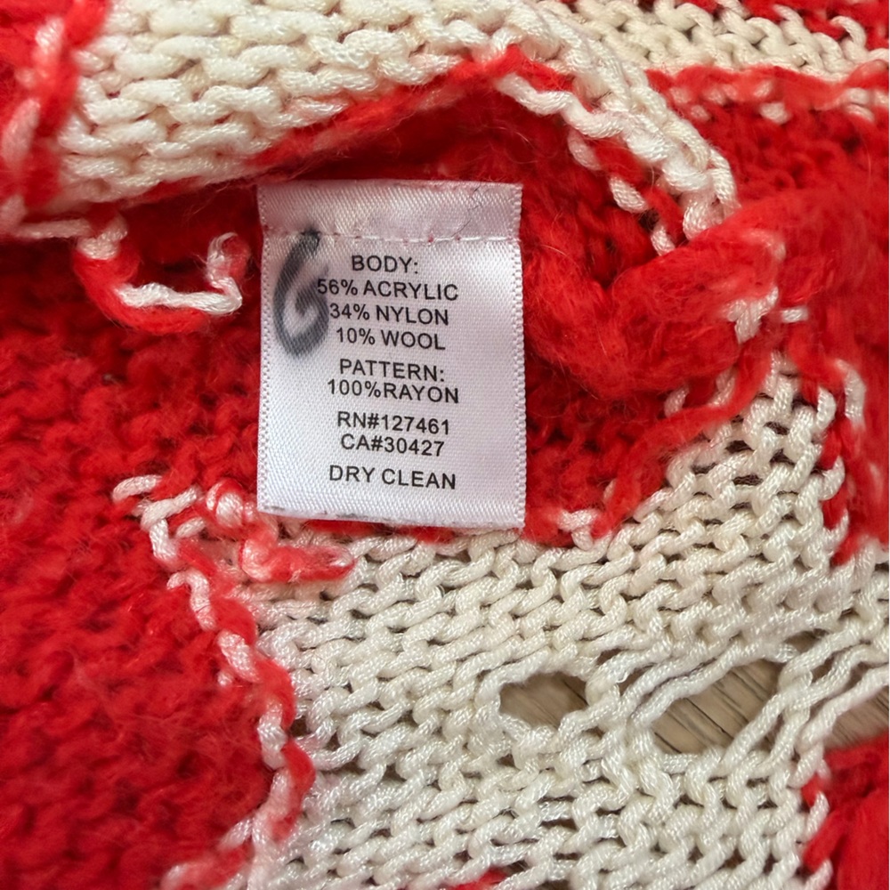 Wildfox Red Star Pattern Distressed Knit Sweater - Picture 3 of 4